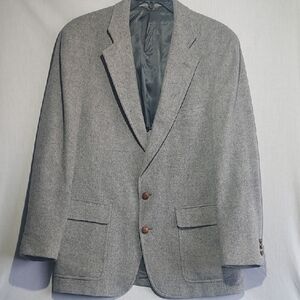 Hunter Haig 100% Camel Hair Leather Button Gray Mens Blazer‎